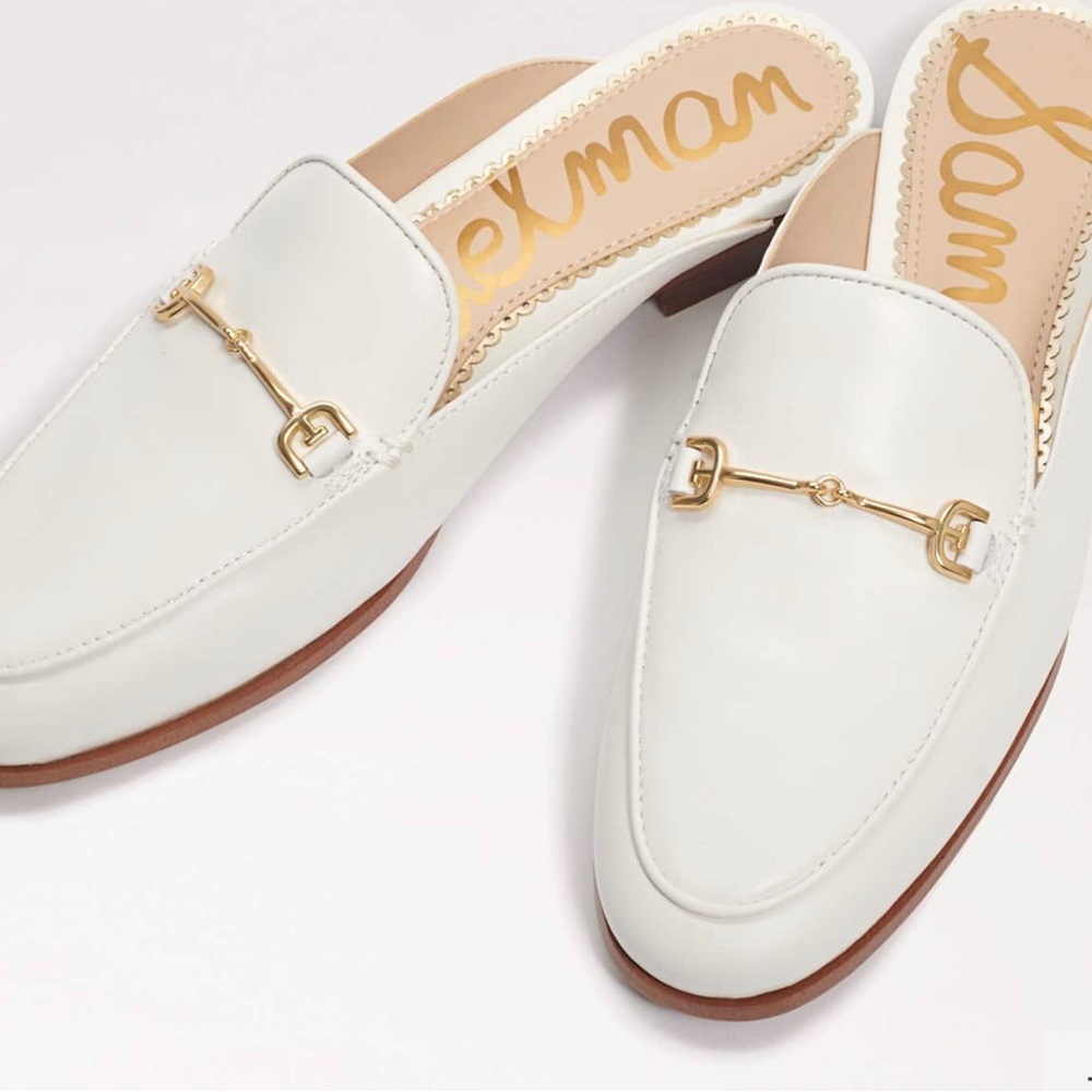 Sam Edelman White Leather Horsebit Mule